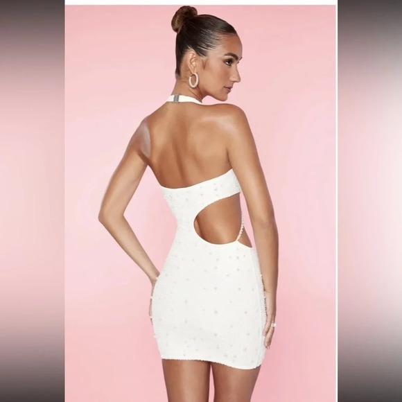 Oh Polly White Embellished Cutout Mini Dress - Picture 2 of 6